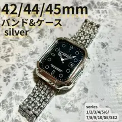 アップルウォッチ　ケース　applewatch バンド　シルバー　42 44 4