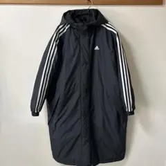 [美品]adidas ストライプ ベンチコート 黒