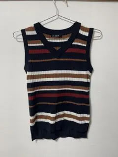 美品⭐︎INGNI ボーダー ノースリーブ　ニットベスト Vネック