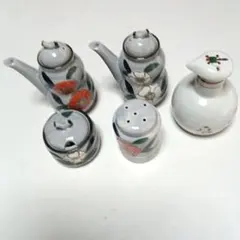 花柄陶磁器調味料入れ5個セット