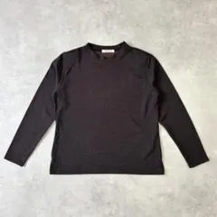 ジャガード 長袖 カットソー ダークブラウン ヴィンテージレトロ シンプル 秋冬