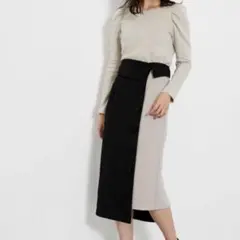 riendaバイカラータイトスカート　アシンメトリー　おしゃれ　M