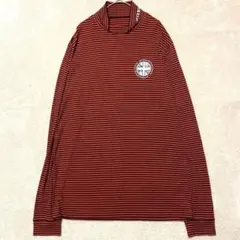 【良品✨】ジャックバニー モックネック 長袖Tシャツ ボーダー 赤 黒 XL相当