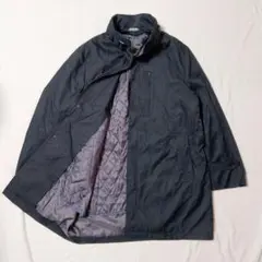 大きめサイズ ステンカラーコート ライナー付き 2WAY ブラック 3L 通勤