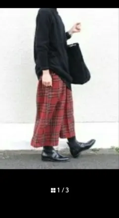 まるうめ様専用 ICHI　ウールガーゼタータンチェックパンツ