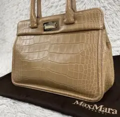 人気 マックスマーラ トートバッグ クロコ ターンロック ブラウン 茶 