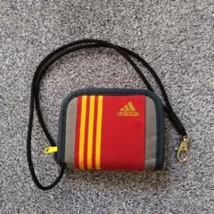 【中古品】adidas 二つ折り財布　ネックストラップ付き