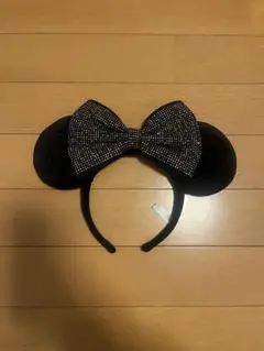 ミッキー耳カチューシャ ビジュー付き 黒