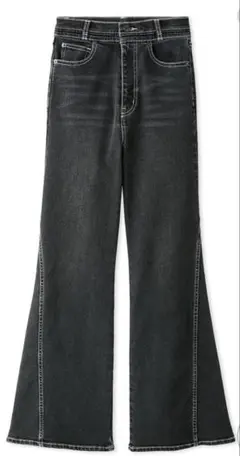 SNIDEL Sustainableストレッチフレアデニムパンツ　ブラック