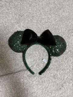 ミッキー耳カチューシャ 緑色 スパンコール