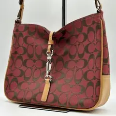 美品✨コーチ ジャッキー シグネチャー ワンショルダー キャンバス レッド