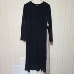 美品☆GLACIER 長袖アシメプリーツワンピース ブラック