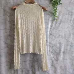 O-14　シアーメロウトップス長袖クリーム色オフホワイト