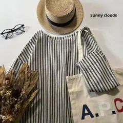 c207＊ サニークラウズ ボートネック コットンワンピース