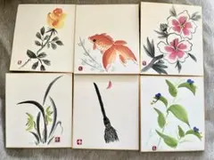 ミニ色紙　6枚セット　金魚　露草　季節の飾りに