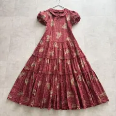 ピンクハウス　ロングワンピース　ティアード　テディベア　2WAY　ピコフリル　赤