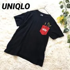 ユニクロ◆Pockyデザイン コラボT 半袖Tシャツ 綿 ユニセックス 黒 Mのサムネイル