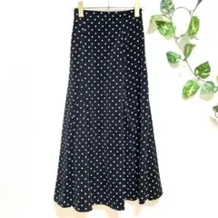 【リエディ】フレアスカート 水玉 ロング丈 ウエストゴム 裏地あり ファスナー