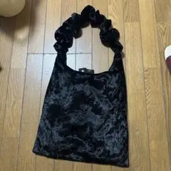 GU ブラックベルベットショルダーバッグ　トートバックのサムネイル