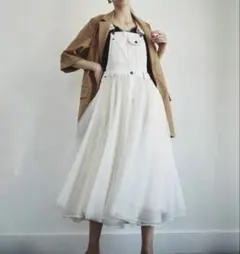 アフターコロナ　ラベルエチュード　春秋　チュールサロペット　ホワイト　完売廃盤