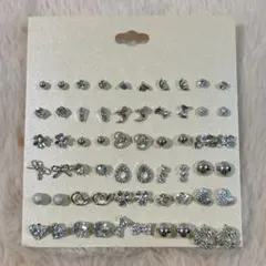 30ペア ピアスセット シルバー系 ダイヤ パール 高見え まとめ売り 一点限定