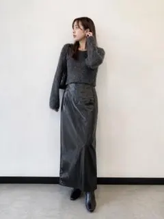 Enewd nina 韓国製 フェイクレザー ロングスカート 黒 タイトスカート