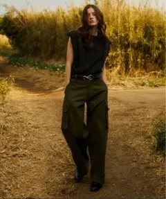 soerte ワイドストレート ミリタリー カーゴパンツ