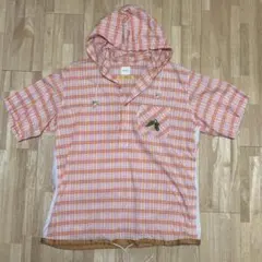 Karlhelmet/カールヘルム フードシャツ 半袖 チェック ハーフボタン