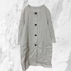 アナカ unaca ノーカラーリネンコート ベージュ シンプル 無地 38