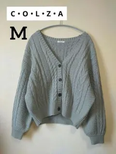★C・O・L・Z・A★〘M〙ミントグリーンVネックケーブル編みニットカーディガン