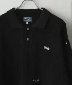 ブラック ニット ポロシャツ