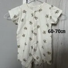 クマ柄 半袖ロンパース クリーム色