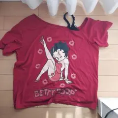 BETTY BOOP 赤 Tシャツ レースストラップ付き