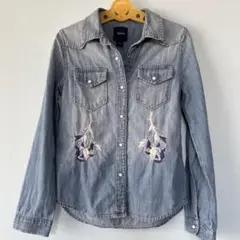 GAP kids 長袖デニムシャツ Ｌ.140㎝　刺繍入り　薄地