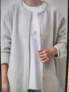 【ビアズリー】洗えるニットコート.アイボリー