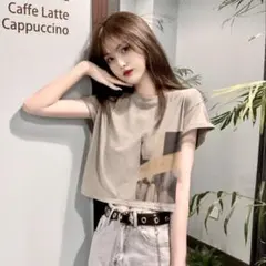 トレンド Tシャツ ストリートカルチャー アースカラー グレー サイズL