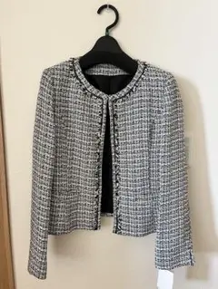 未使用⭐︎ツイードジャケット ブラック×ホワイト　ラメ入り