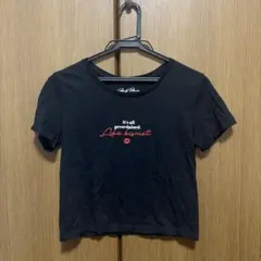 GUクロップドTシャツ プリント入り