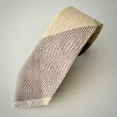 ヘリンボーン柄ネクタイ(ベージュ)