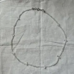 ハンドメイド ビーズネックレス クリア