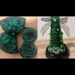 体育祭　盛り髪　緑　メガホン　jk