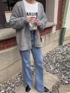 GRL グレイル フロントスリットハイウエストデニムパンツ[cu300]