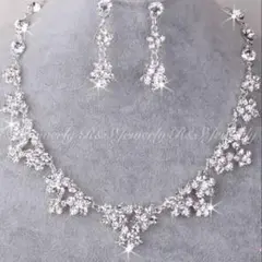 お花フラワーネックレスイヤリング/ピアスウェディングブライダル結婚式前撮りg