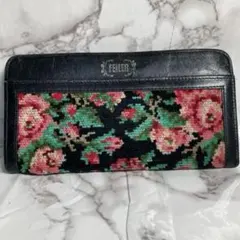FEILER フェイラー　（20×10.5×1.5）　花柄長財布　赤　黒のサムネイル