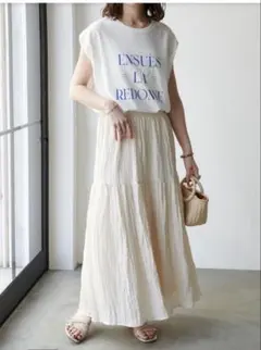 【未使用】WEB限定　サテンワッシャーティアードスカート　ディスコート