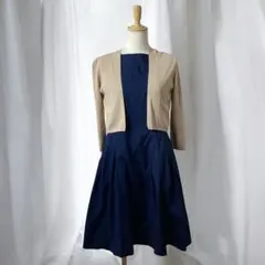 805 フォーマル　フレア　ノースリーブワンピース　レーヨンカーディガンセット