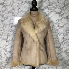 MICHEL KLEIN　（38）　フェイクレザーファージャケット　ベージュ