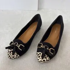 美品　REGAL ネイビー ヒョウ柄トゥパンプス　23.5センチのサムネイル