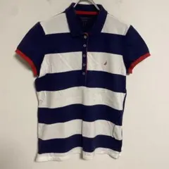 NAUTICA ポロシャツ 半袖 ボーダー L