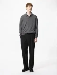 美品 24年モデル ユニクロ タックワイドパンツ ブラック M